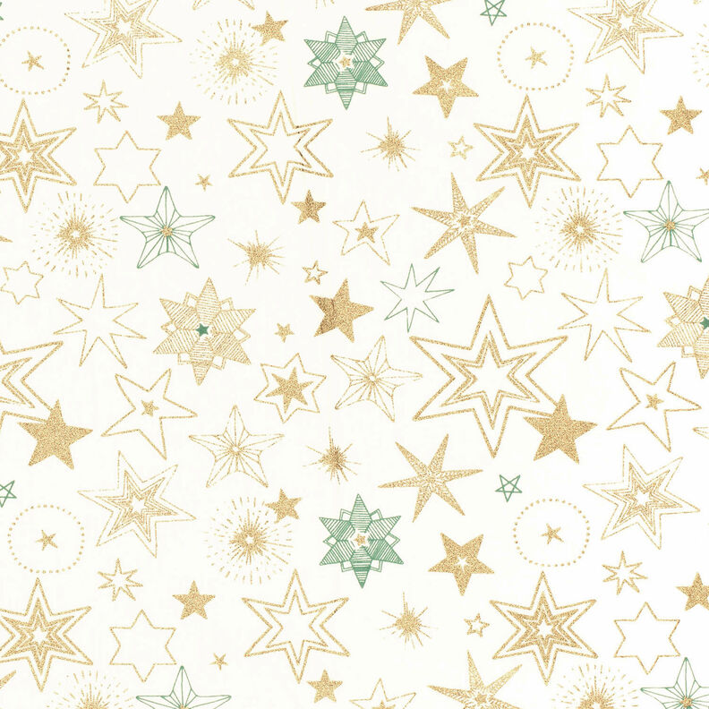 Tissu en coton Popeline Grandes étoiles – écru/or,  image number 1