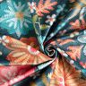Velours de décoration Fleurs aspect broderie – pétrole/carmin,  thumbnail number 4