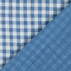 Tissu double gaze de coton Carreaux vichy à fil teinté – bleu jean/blanc, 