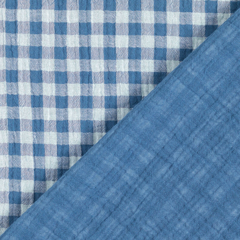 Tissu double gaze de coton Carreaux vichy à fil teinté – bleu jean/blanc,  image number 1
