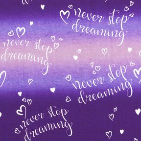 French Terry Sweat d’été Never stop Dreaming | Glitzerpüppi – lilas/aubergine, 