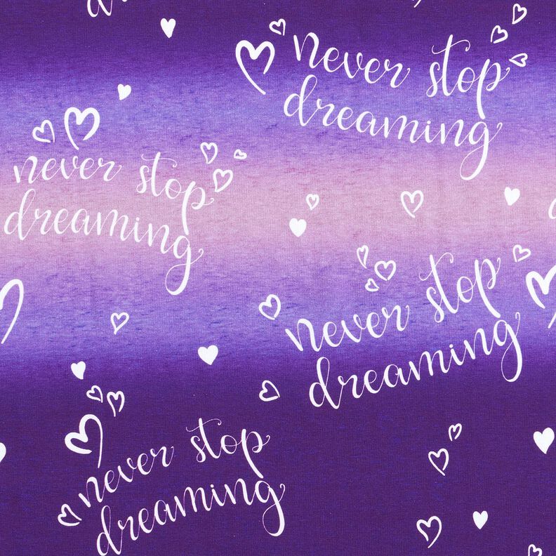 French Terry Sweat d’été Never stop Dreaming | Glitzerpüppi – lilas/aubergine,  image number 1
