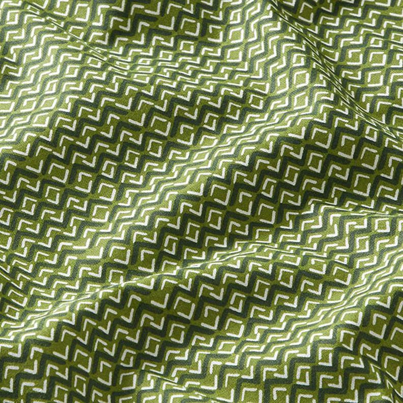 Tissu en coton Cretonne Zigzag ethnique – vert,  image number 2