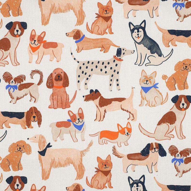 Popeline coton Chiens Impression numérique | Poppy Fabrics – écru, image number 1