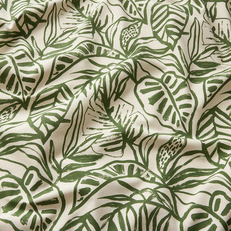 Tissu de décoration Semi-panama Monstera peint – crème/pin, image number 2