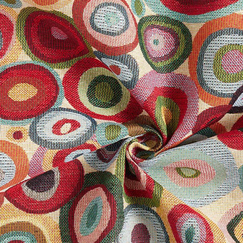 Tissu de décoration Gobelin Cercles colorés – beige clair/carmin,  image number 3