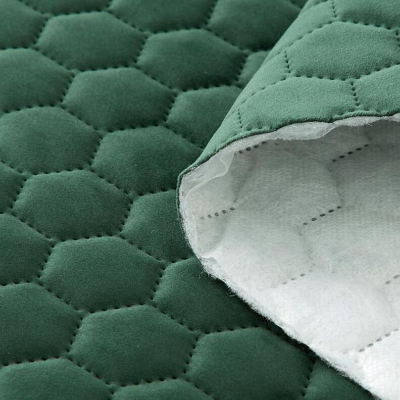 Tissu de revêtement velours matelassé nid d'abeille – vert foncé,  image number 3