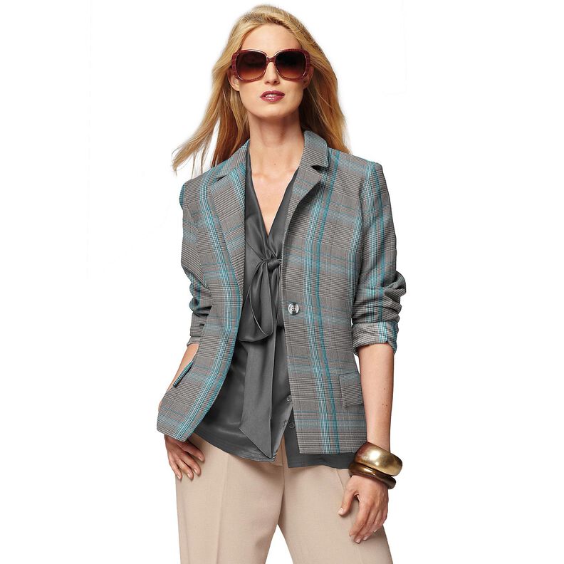 Mélange viscose Prince de Galles – turquoise/noir,  image number 5