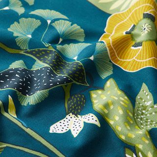 Tissu de décoration Semi-panama Plantes tropicales – pétrole, 