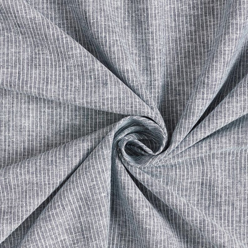 Mélange lin coton rayures étroites – bleu nuit/blanc,  image number 3