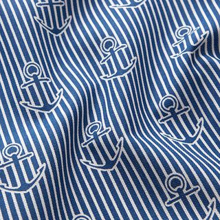 Tissu de décoration Semi-panama ancre – bleu océan/blanc, 
