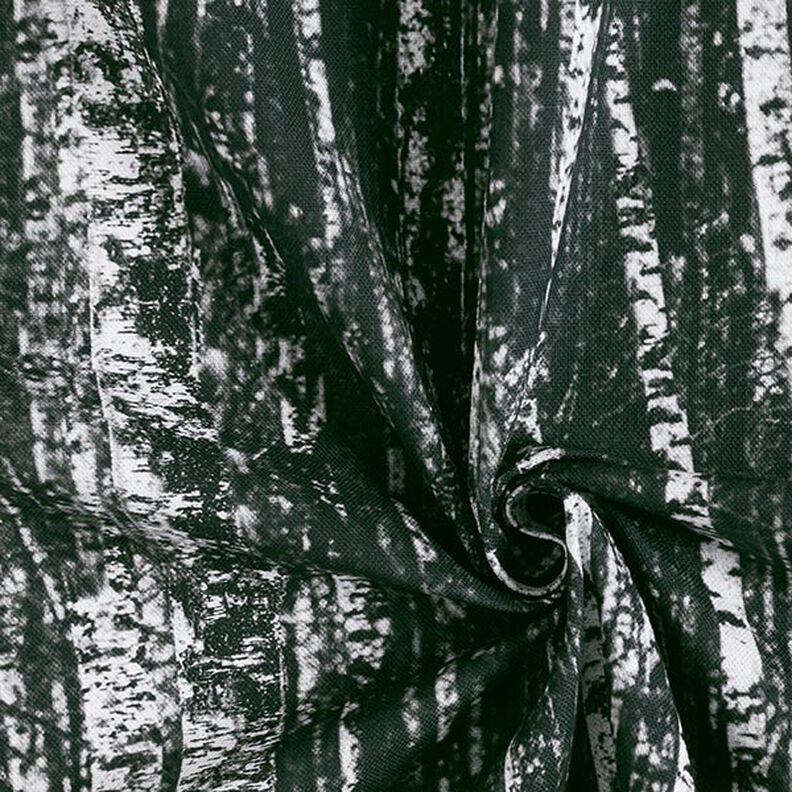 Tissu de décoration Semi-panama forêt de bouleaux – noir/blanc,  image number 3