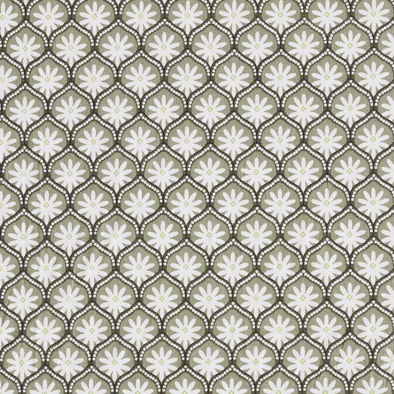 Coton enduit Blumenkacheln – roseau/blanc, image number 1