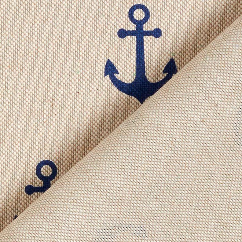 Tissu de décoration Semi-panama Ancres – bleu marine/nature,  image number 4