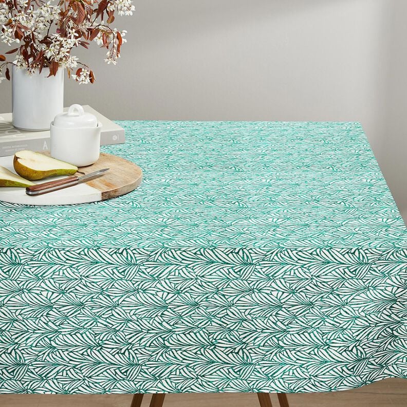 Coton enduit feuilles de palmier abstraites &ndash; menthe poivr&eacute;e/ivoire,  image number 6