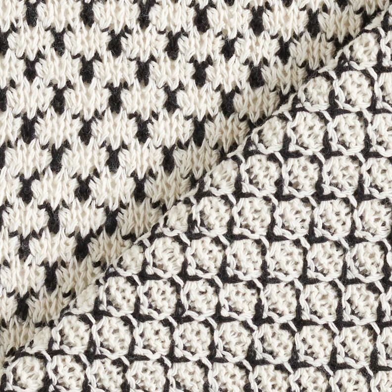Grandes mailles de coton Pois abstraits – blanc/bleu marine,  image number 4