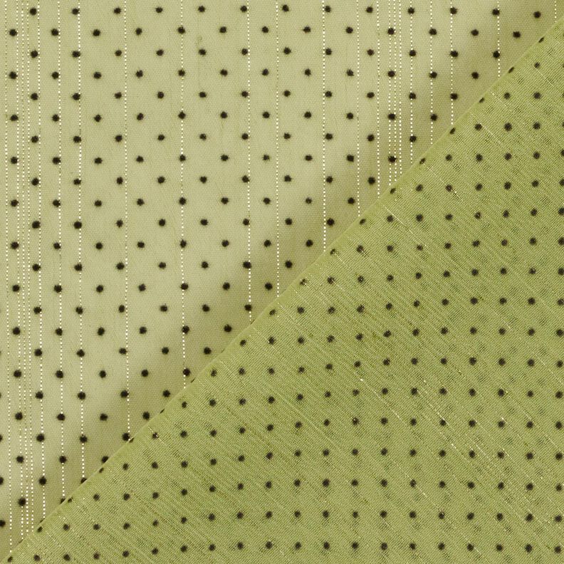 Mousseline Rayures et pois pailletés – olive clair, image number 4