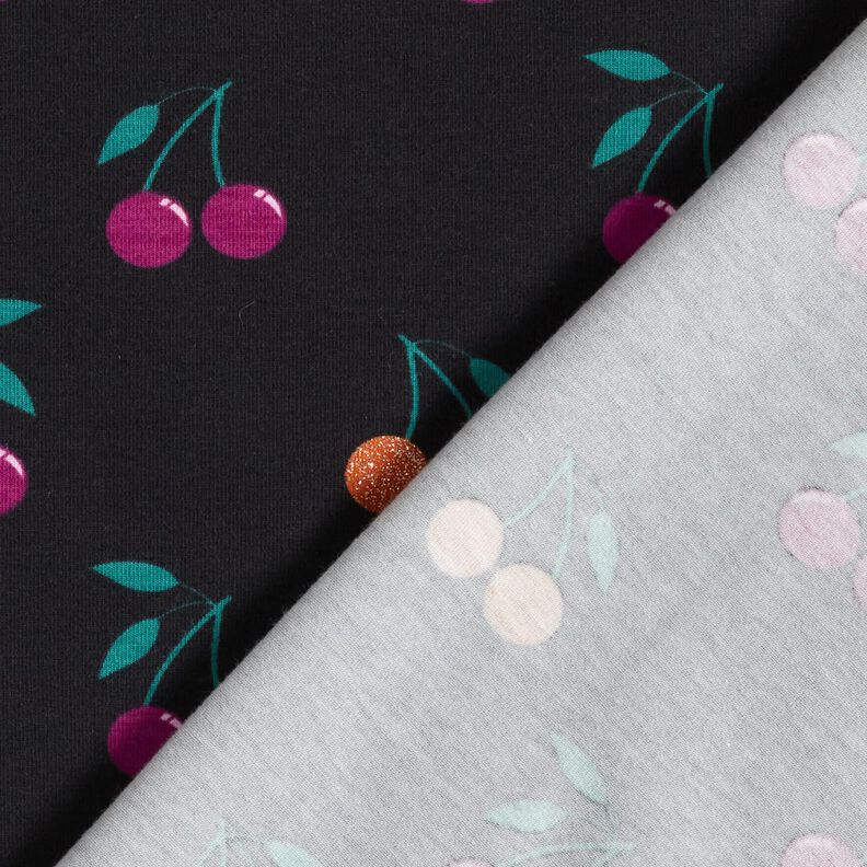 Jersey coton Cerises scintillantes | by Poppy – noir,  image number 4