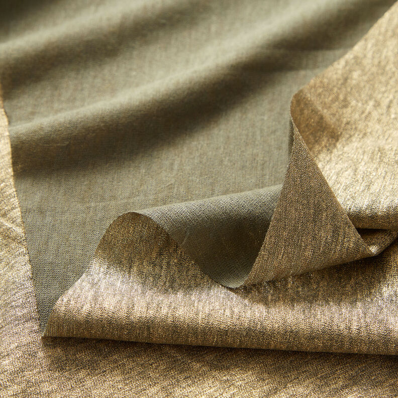 Jersey de lin chiné scintillant – kaki/or métallisé,  image number 6
