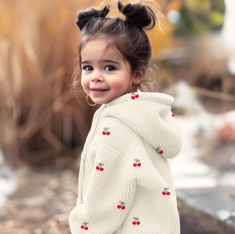 Ourson Cerises brodées | Poppy Fabrics – ivoire/chili, image number 5
