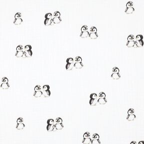 GOTS Tissu double gaze de coton Pinguine Impression numérique | Poppy Fabrics – ivoire/anthracite, 