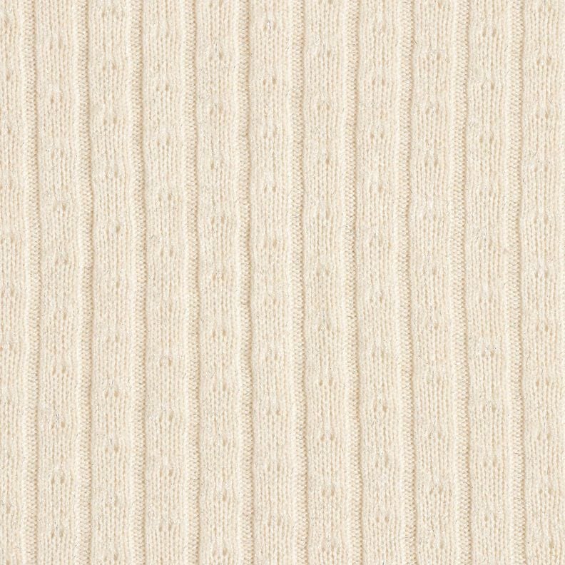 Tissu maille Tissu ajouré à rayures pailletées élégantes – crème, image number 1