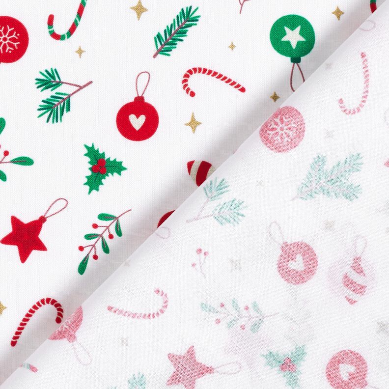 Tissu en coton Cretonne Décoration de Noël – blanc/vert,  image number 4