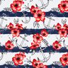 Jersey coton Rayures fleurs & ancres | Glitzerpüppi – blanc/chili,  thumbnail number 1