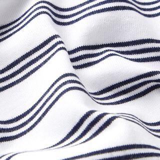 Jersey coton Rayures irrégulières – blanc/bleu marine, 