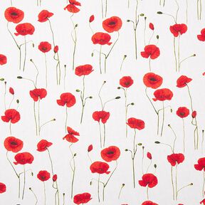 Tissu de décoration Semi-panama coquelicot – blanc/rouge, 