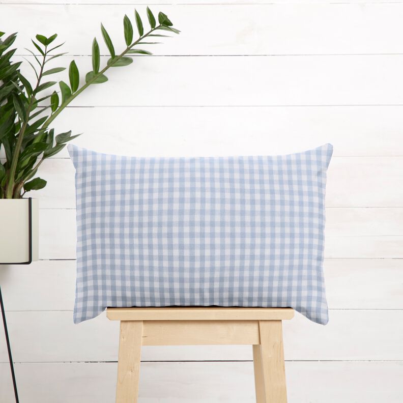 Tissu en coton Vichy à carreaux 1 cm – jean bleu clair/blanc,  image number 6