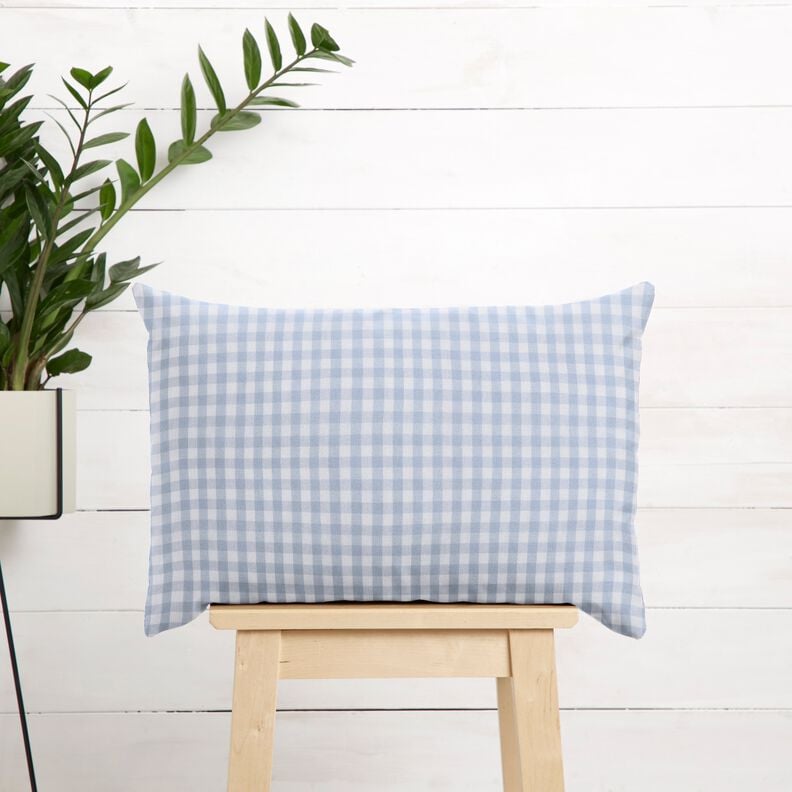 Tissu en coton Vichy à carreaux 1 cm – jean bleu clair/blanc, image number 6