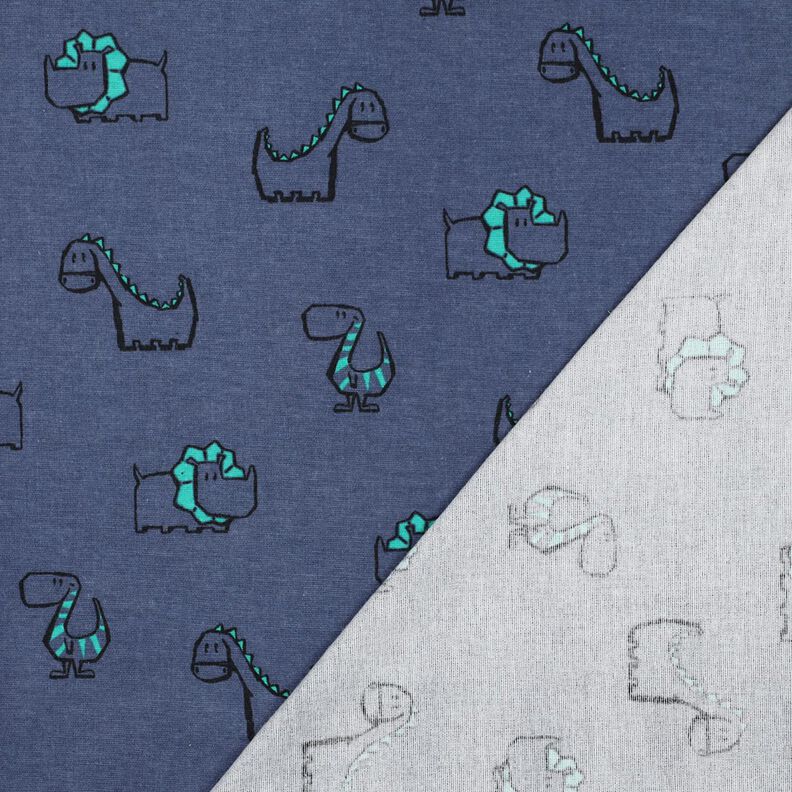 Flanelle coton Dinosaures effrontés | Poppy Fabrics – bleu jean/vert émeraude, image number 4