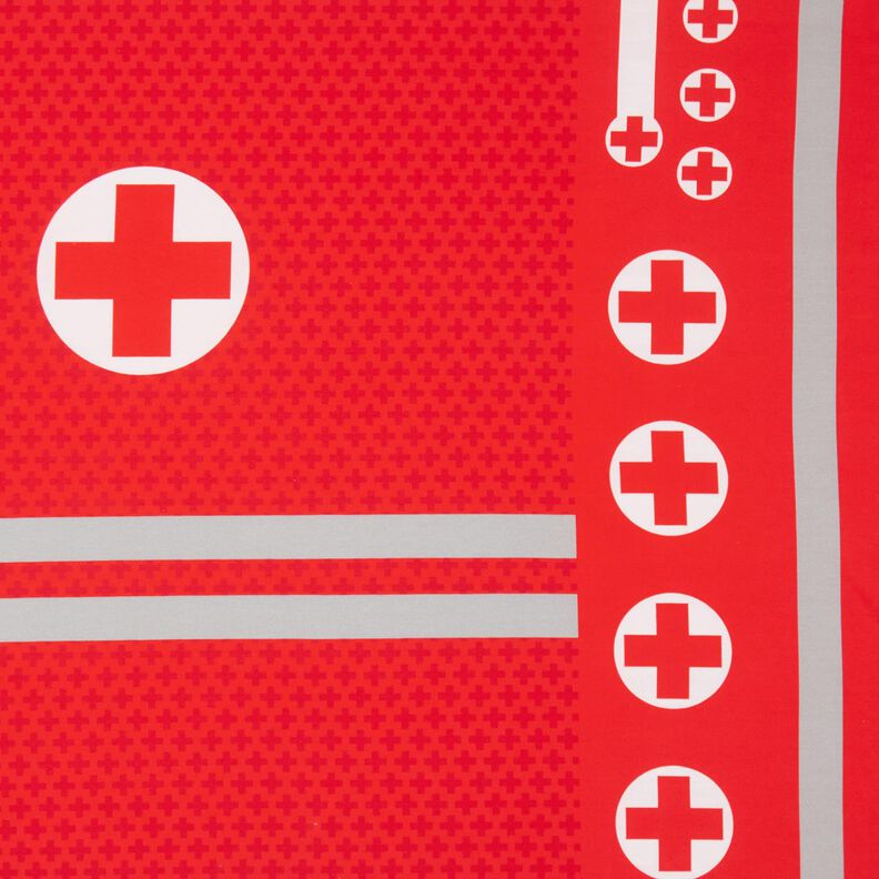 French Terry Panel Médecin urgentiste d’un jour | Stoff&Liebe – rouge/argent,  image number 1