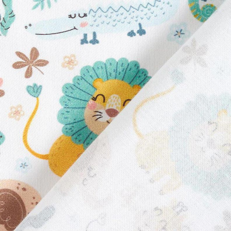 Satin de coton Animaux de safari – blanc/bleu clair,  image number 4