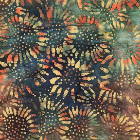 Tissu en coton Soleils batik – sapin bleu/brun-marron, 