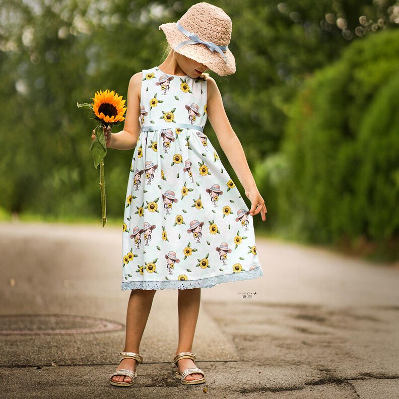 Jersey coton Tournesols fille | Glitzerpüppi – bleu glacier/jaune soleil,  image number 5