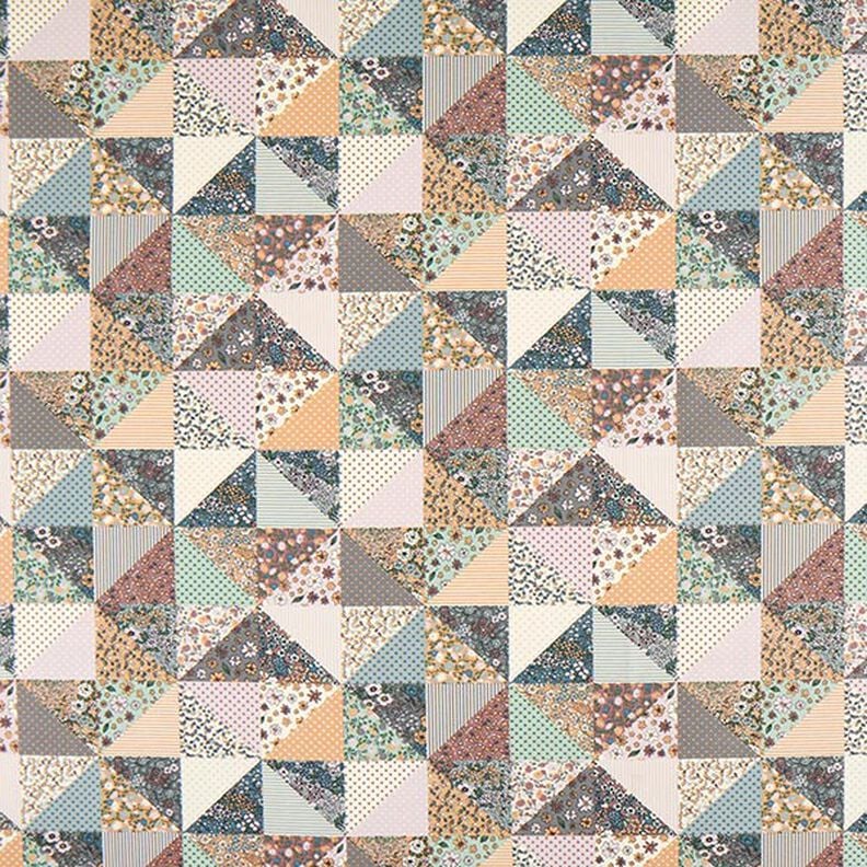 Tissu de décoration Semi-panama Fleurs aspect quilt – lilas pastel/écru, image number 1