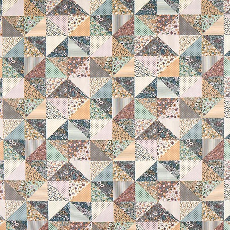 Tissu de décoration Semi-panama Fleurs aspect quilt – lilas pastel/écru,  image number 1