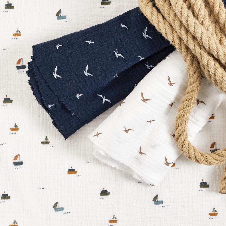 Tissu double gaze de coton Petits bateaux – ivoire,  image number 5