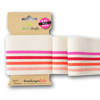 GOTS Bord-côtes CUFF ME COLLEGE [ 140 cm | 7,5 cm ] | Albstoffe – écru/rose, 