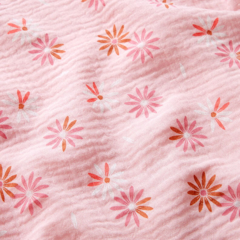 Tissu double gaze de coton Pluie de fleurs – rosé,  image number 2