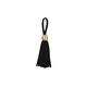 Frange pompon en cuir avec perle dorée [5,5cm] – noir,  thumbnail number 1