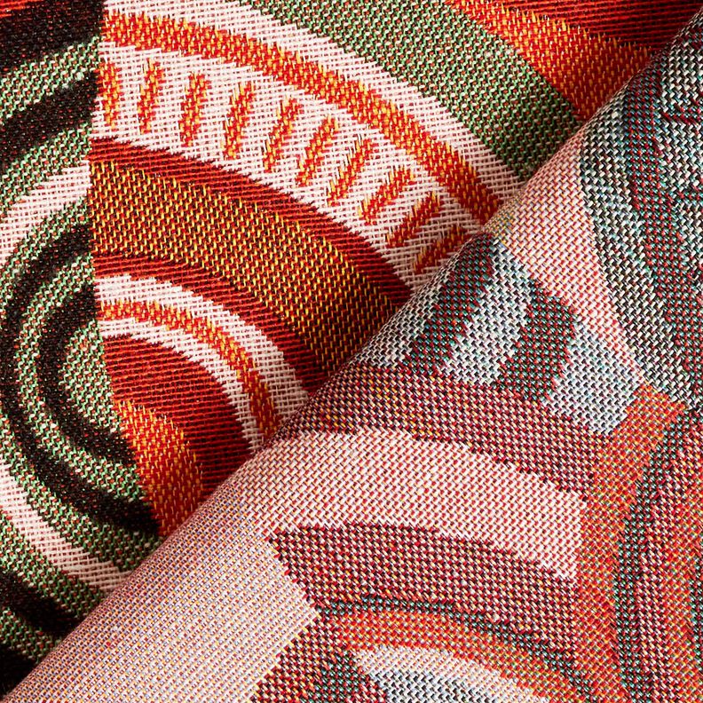 Tissu de décoration Gobelin demi-cercles abstraits – terre cuite/vert, image number 4
