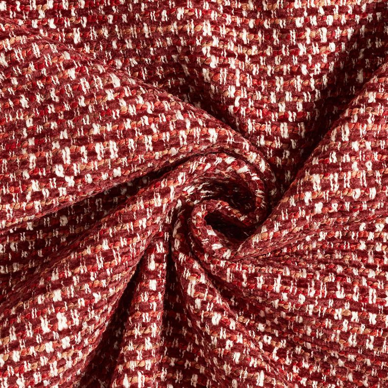 Tissu de revêtement tissu aspect bouclé coloré – rouge bordeaux/crème, image number 1