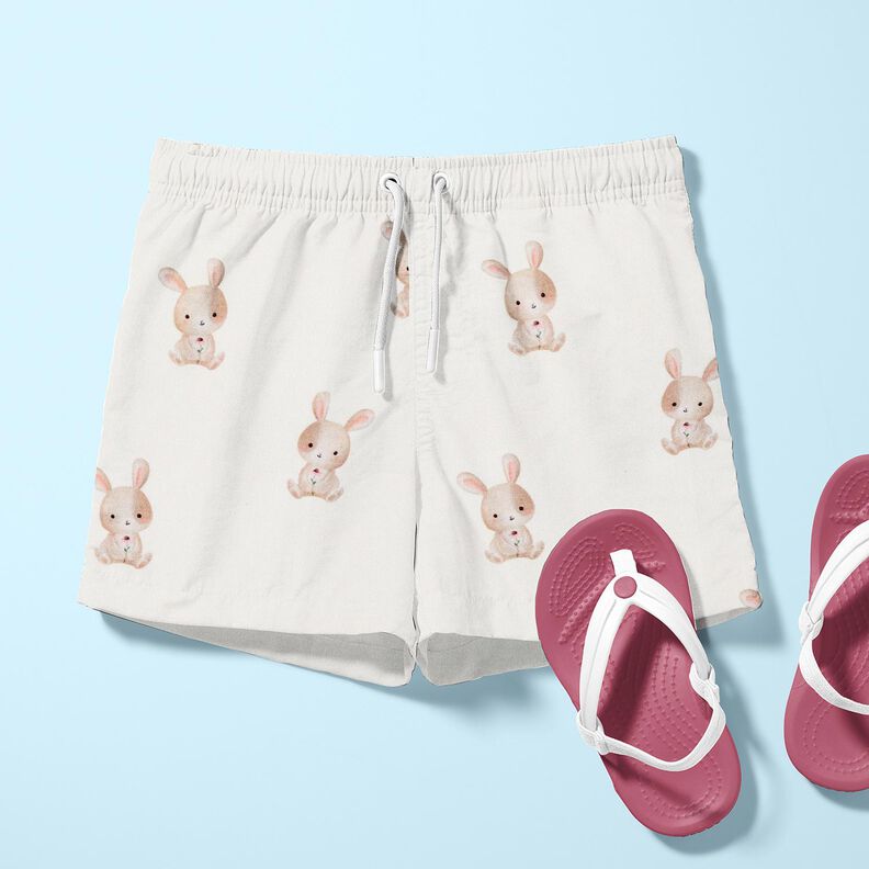 GOTS Jersey coton Lapin et fleur Impression numérique – ivoire, image number 5