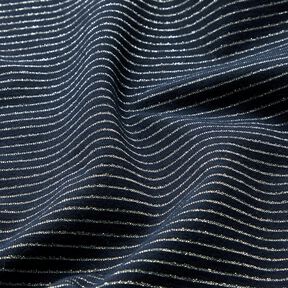Jersey de coton Rayures lurex – bleu nuit/argent, 