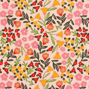 Coton enduit Prairie fleurie – beige clair/rose vif, 