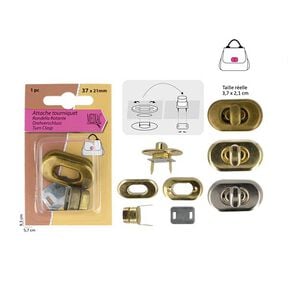 Fermeture rotative [ 2,1 x 3,7 cm ] – argent métallique, 