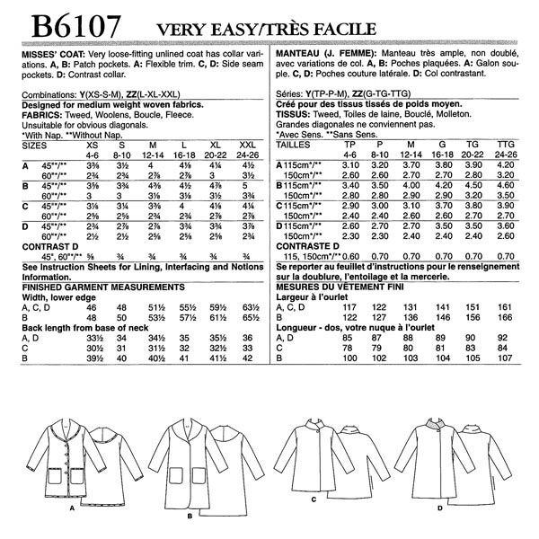 Manteau, Butterick 6107|32 - 40|42 - 50, image number 6